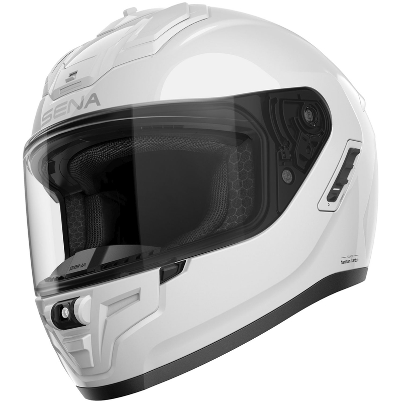 Integralhjelm med headset SENA Phantom ANC, blank hvid