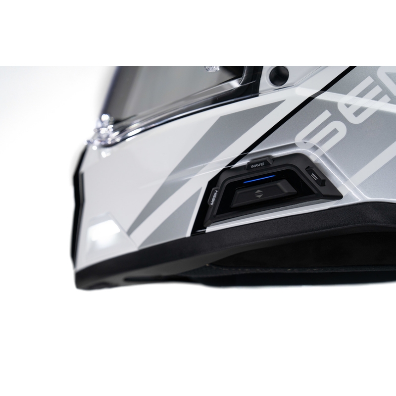 Enduro motorcykelhjelm med headset SENA Outlander blank hvid