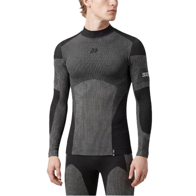 Funktionel langærmet T-shirt SIXS BT TS3L V2 sort kulstoffiber