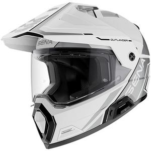 Enduro motorcykelhjelm med headset SENA Outlander blank hvid
