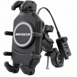 Antivibrations telefonholder med trådløs oplader og USB-C-stik MotoZem M26-C1 sort