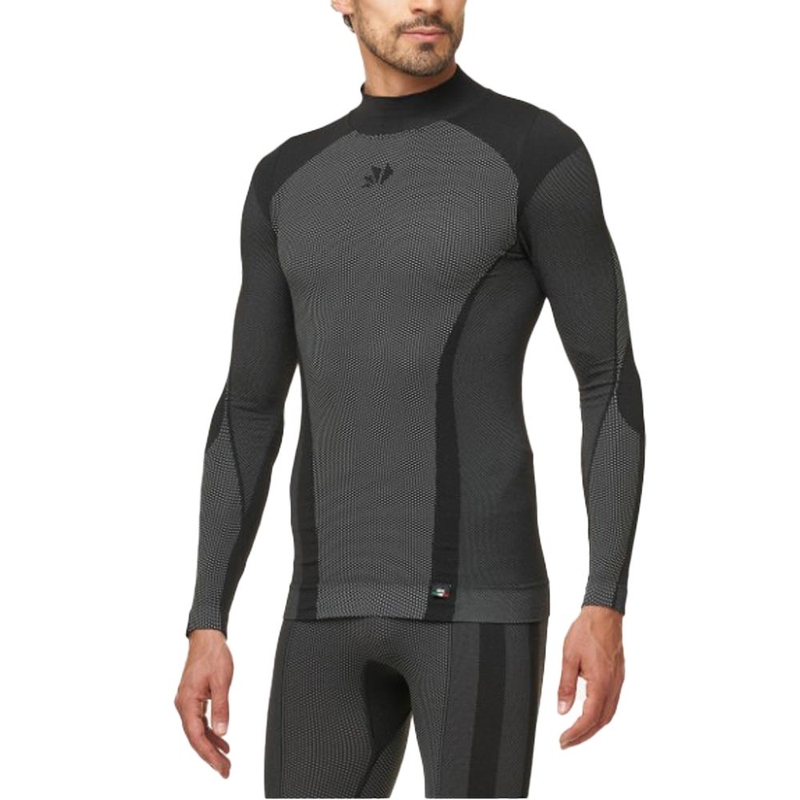 Funktionel langærmet T-shirt SIXS TS3 V2 sort kulstoffiber