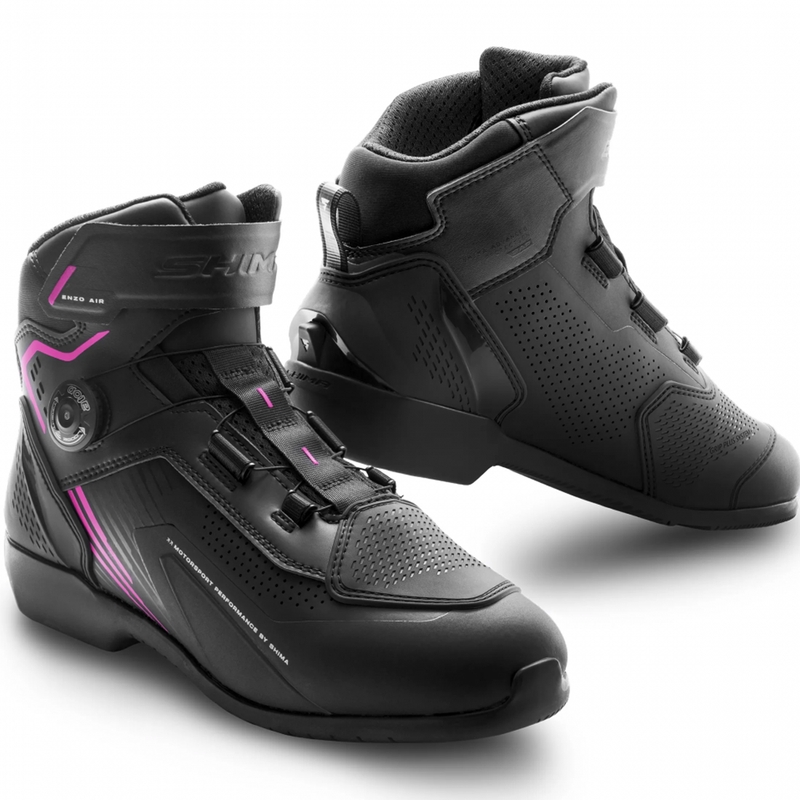 Dame motorcykelstøvler Shima Enzo Air sort-pink