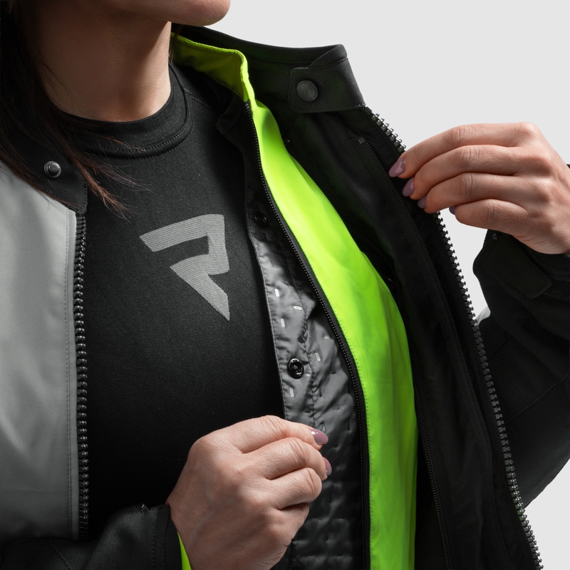 Dame motorcykeljakke Rebelhorn Swift lysegrå-fluo gul