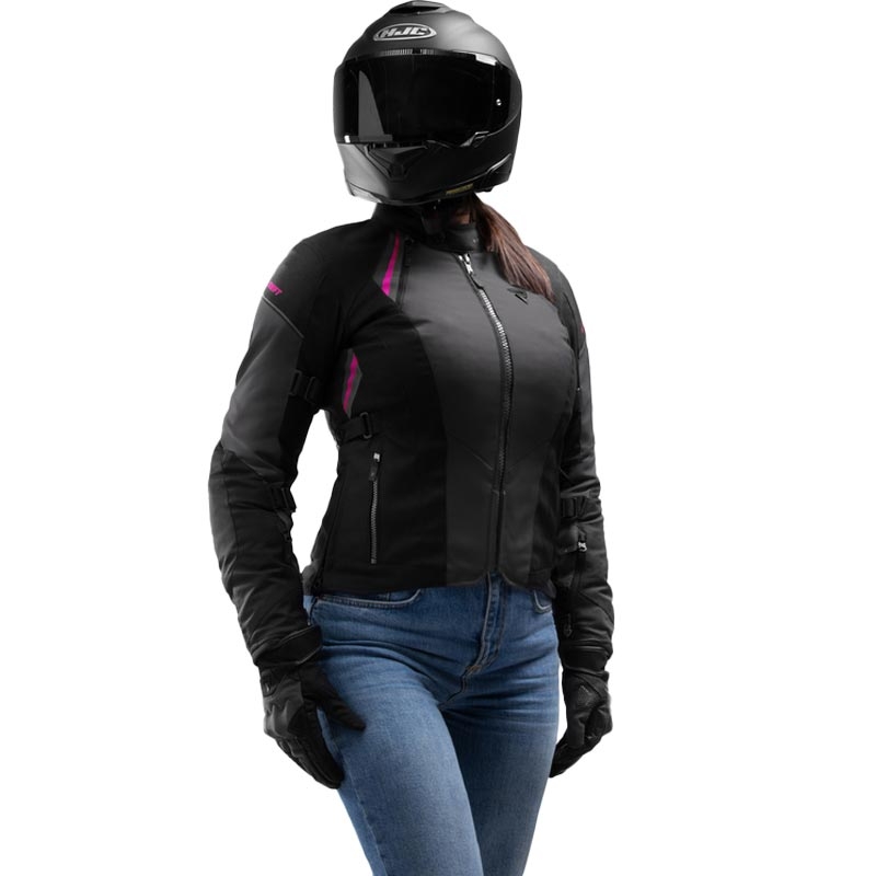 Dame motorcykeljakke Rebelhorn Swift sort-grå-pink