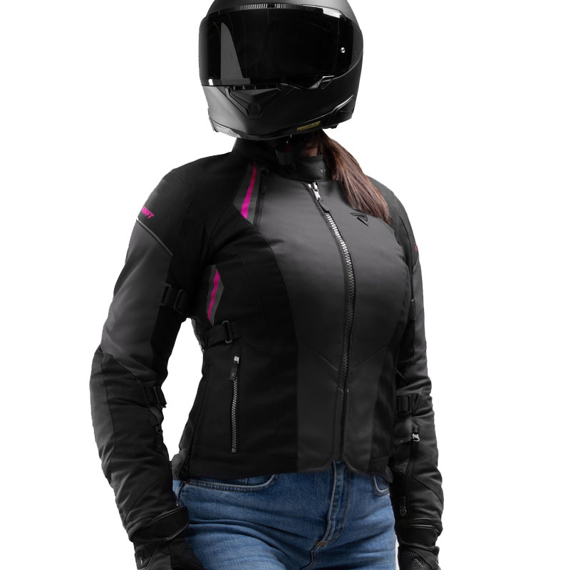 Dame motorcykeljakke Rebelhorn Swift sort-grå-pink