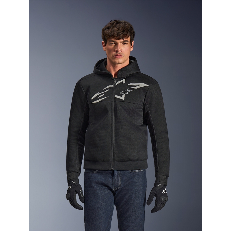 Alpinestars Chrome Superairflow motorcykelsweatshirt sort-mørkegrå-hvid