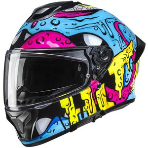 Fullface motorcykelhjelm HJC C71 Squeeze MC28 blå-gul-pink