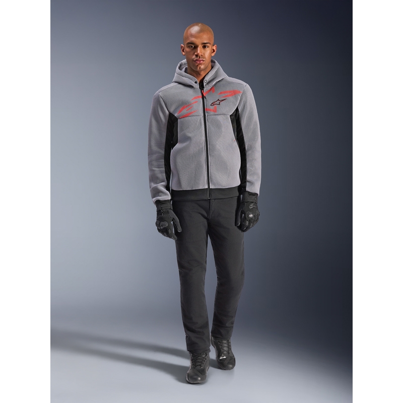 Alpinestars Chrome Superairflow motorcykelsweatshirt sort-lysegrå-fluo rød