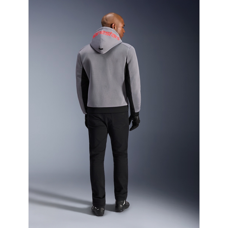 Alpinestars Chrome Superairflow motorcykelsweatshirt sort-lysegrå-fluo rød