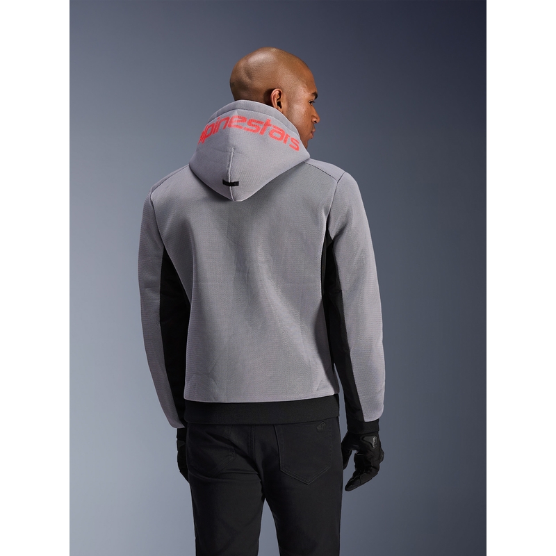 Alpinestars Chrome Superairflow motorcykelsweatshirt sort-lysegrå-fluo rød