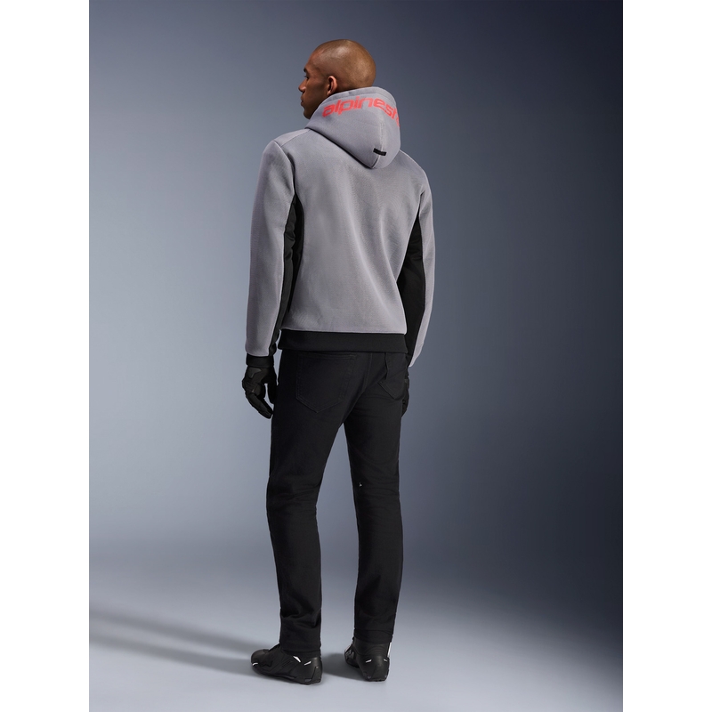 Alpinestars Chrome Superairflow motorcykelsweatshirt sort-lysegrå-fluo rød