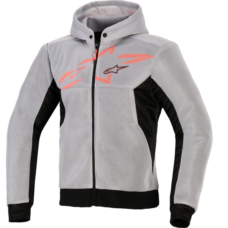 Alpinestars Chrome Superairflow motorcykelsweatshirt sort-lysegrå-fluo rød