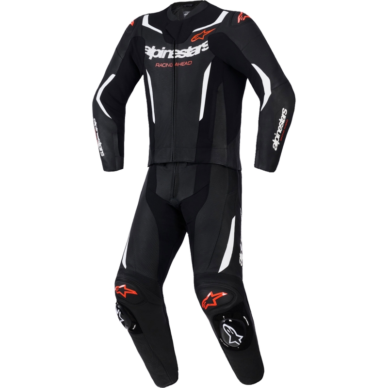 Alpinestars GP Force V2 todelt læderdragt, sort-hvid-fluo rød