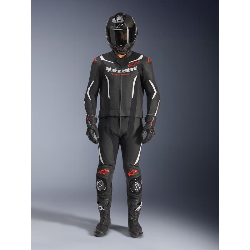 Alpinestars GP Force V2 todelt læderdragt, sort-hvid-fluo rød