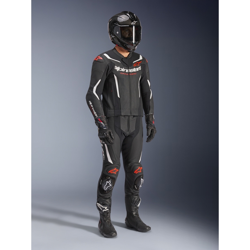 Alpinestars GP Force V2 todelt læderdragt, sort-hvid-fluo rød