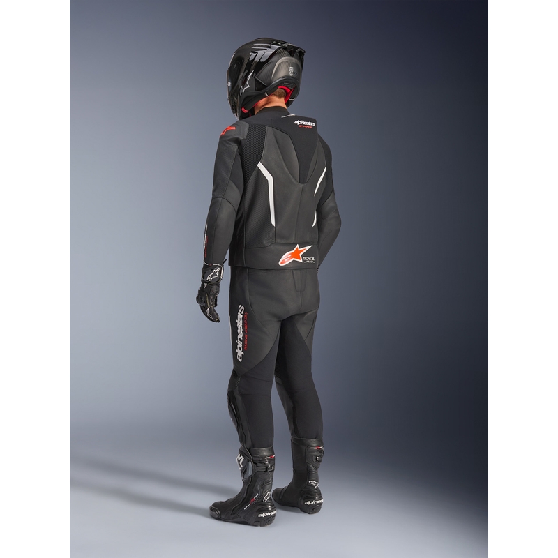 Alpinestars GP Force V2 todelt læderdragt, sort-hvid-fluo rød