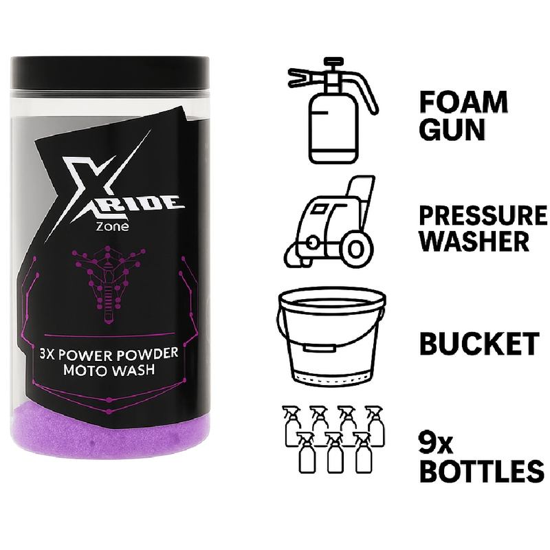 Pulverformet motorcykelshampoo XzoneRide® Power Powder-Moto Wash 60 g