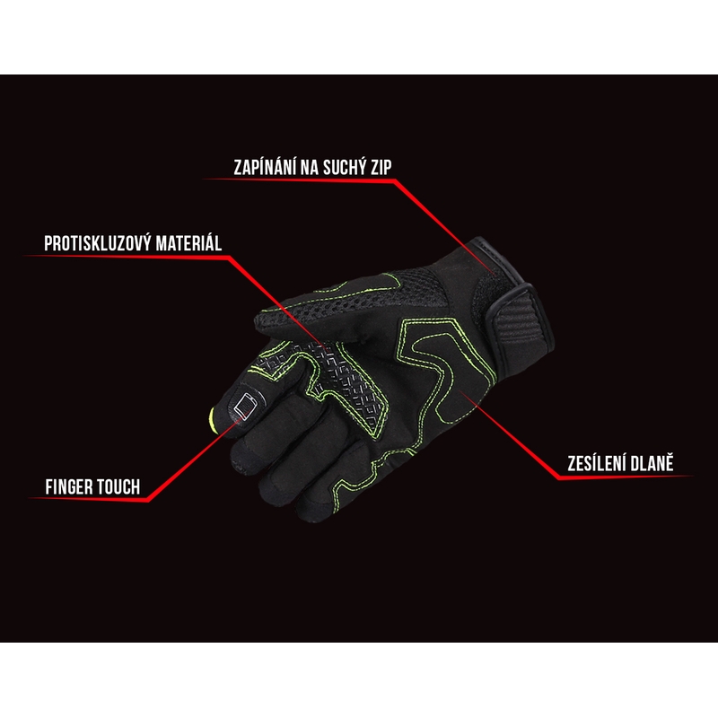 Street Racer Stunt Motorcykelhandsker Sort-Fluo Gul