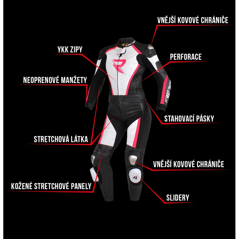 Jumpsuit til kvinder Street Racer Kiara sort-hvid-fluo pink udsalg