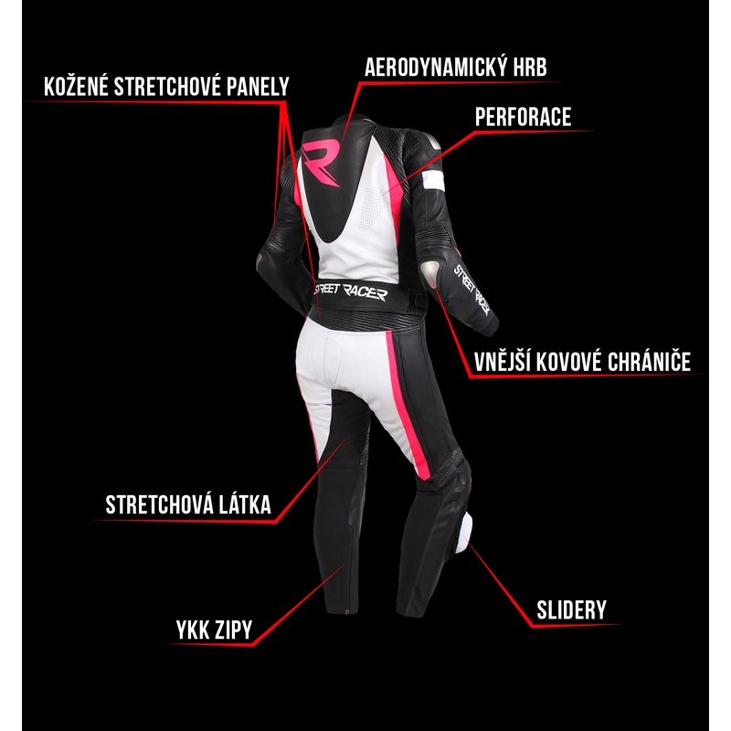 Jumpsuit til kvinder Street Racer Kiara sort-hvid-fluo pink udsalg
