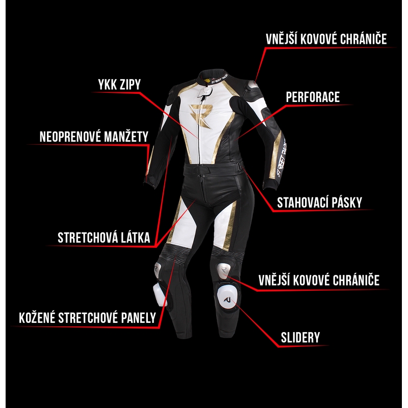 Dámská kombinéza Street Racer Kiara černo-bílo-zlatá