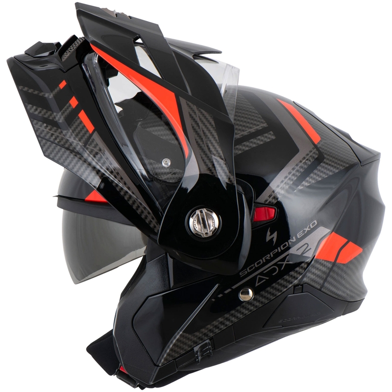Scorpion ADX-2 LEWIS motorcykelhjelm med vippefunktion, sort-rød