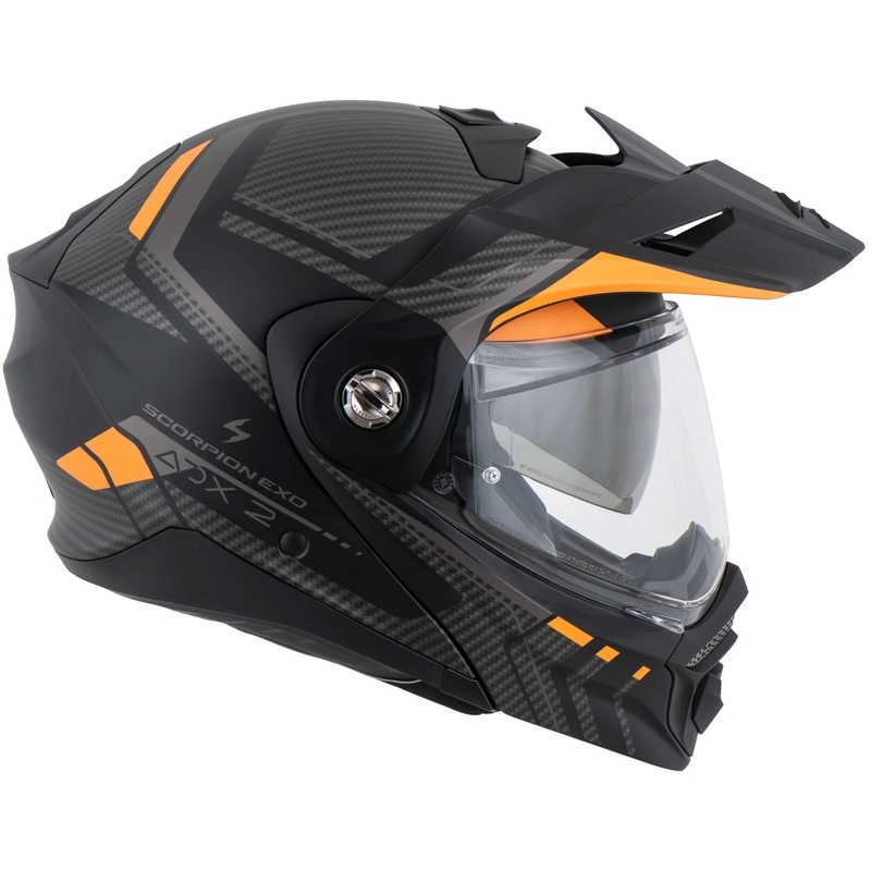 Flip-up motorcykelhjelm Scorpion ADX-2 LEWIS mat sort-orange