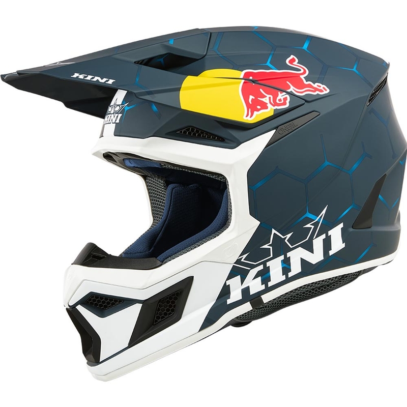 Børne motocrosshjelm KINI Red Bull MX3 1.0 blå-hvid