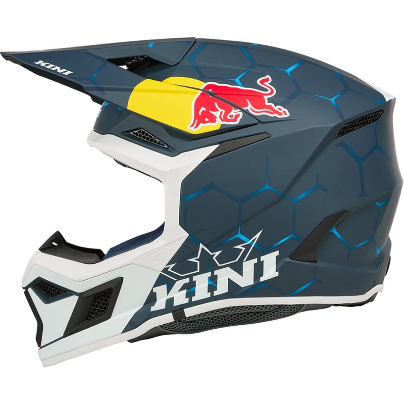 Børne motocrosshjelm KINI Red Bull MX3 1.0 blå-hvid
