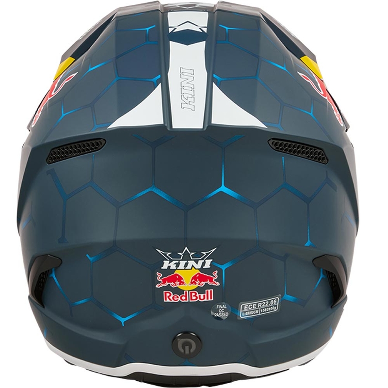 Børne motocrosshjelm KINI Red Bull MX3 1.0 blå-hvid
