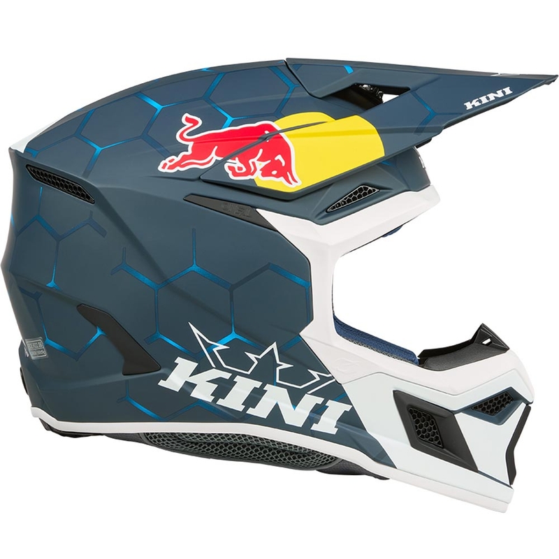 Børne motocrosshjelm KINI Red Bull MX3 1.0 blå-hvid