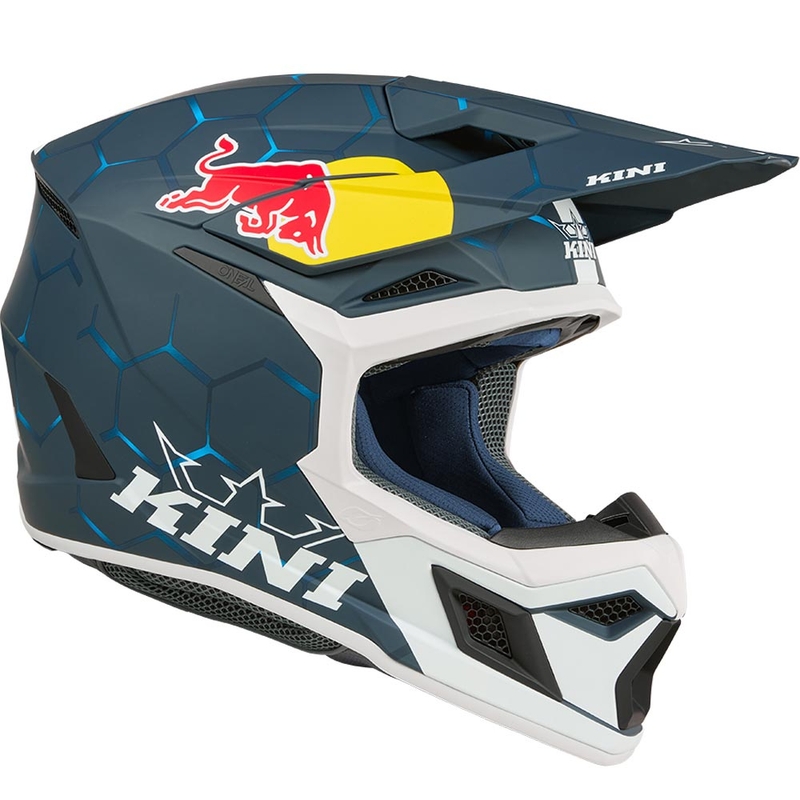 Børne motocrosshjelm KINI Red Bull MX3 1.0 blå-hvid