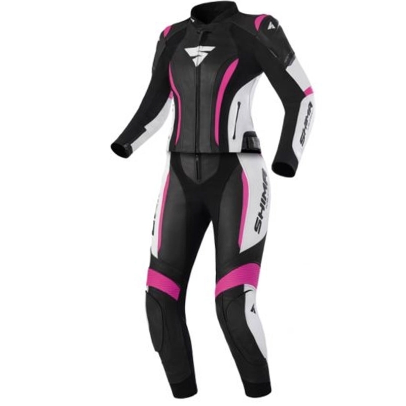 Shima Miura 2.0 motorcykel-jumpsuit til kvinder i sort, hvid og pink
