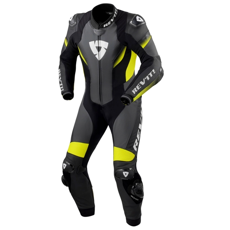 Revit Control Black-Fluo Yellow Motorcykeloverall i læder