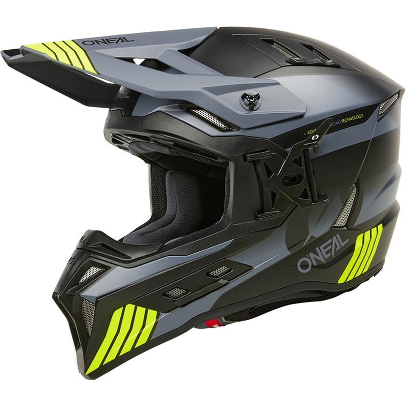 Motocross hjelm O´Neal EX-SRS Hitch sort-grå-fluo gul