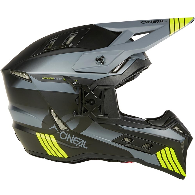 Motocross hjelm O´Neal EX-SRS Hitch sort-grå-fluo gul