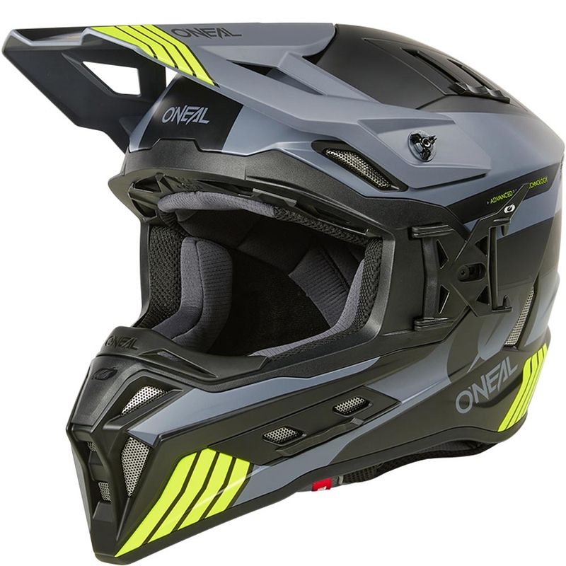 Motocross hjelm O´Neal EX-SRS Hitch sort-grå-fluo gul