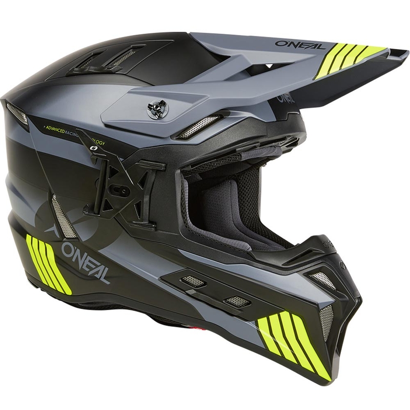 Motocross hjelm O´Neal EX-SRS Hitch sort-grå-fluo gul