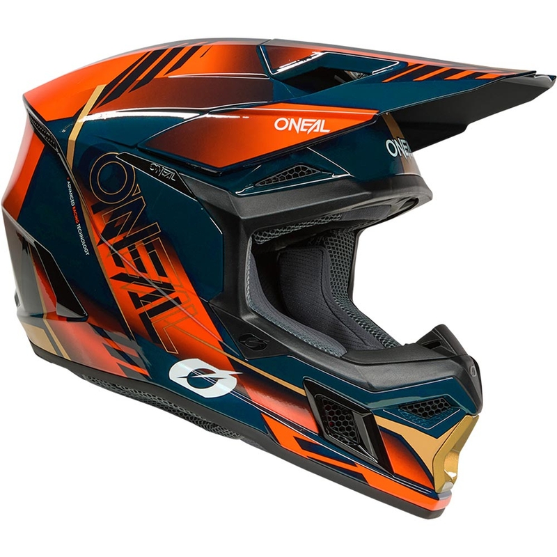 Motocross hjelm O'Neal 3SRS Haze blå-orange-guld