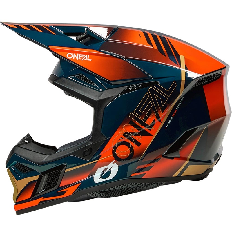 Motocross hjelm O'Neal 3SRS Haze blå-orange-guld