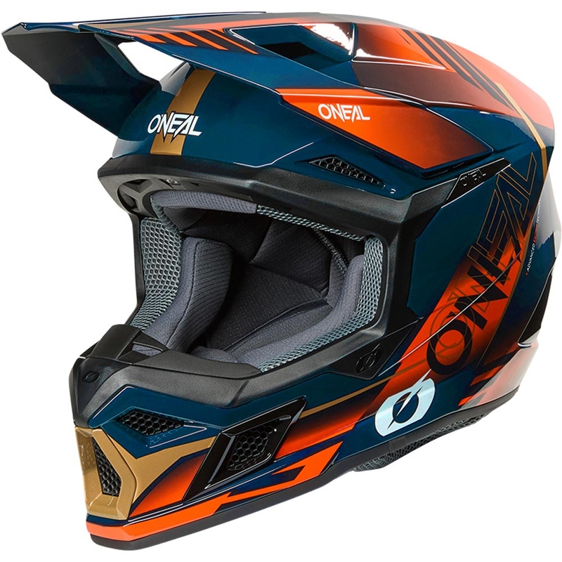 Motocross hjelm O'Neal 3SRS Haze blå-orange-guld
