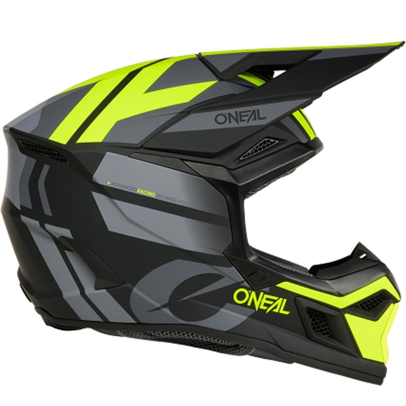 Motocross hjelm O´Neal 3SRS Ride mat sort-grå-fluo gul