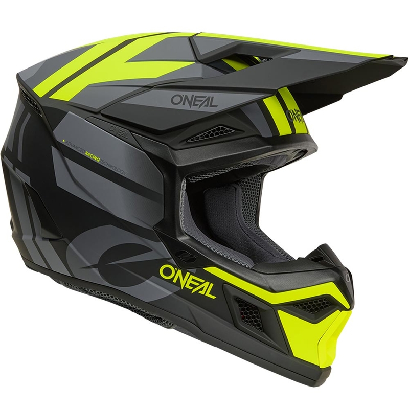 Motocross hjelm O´Neal 3SRS Ride mat sort-grå-fluo gul