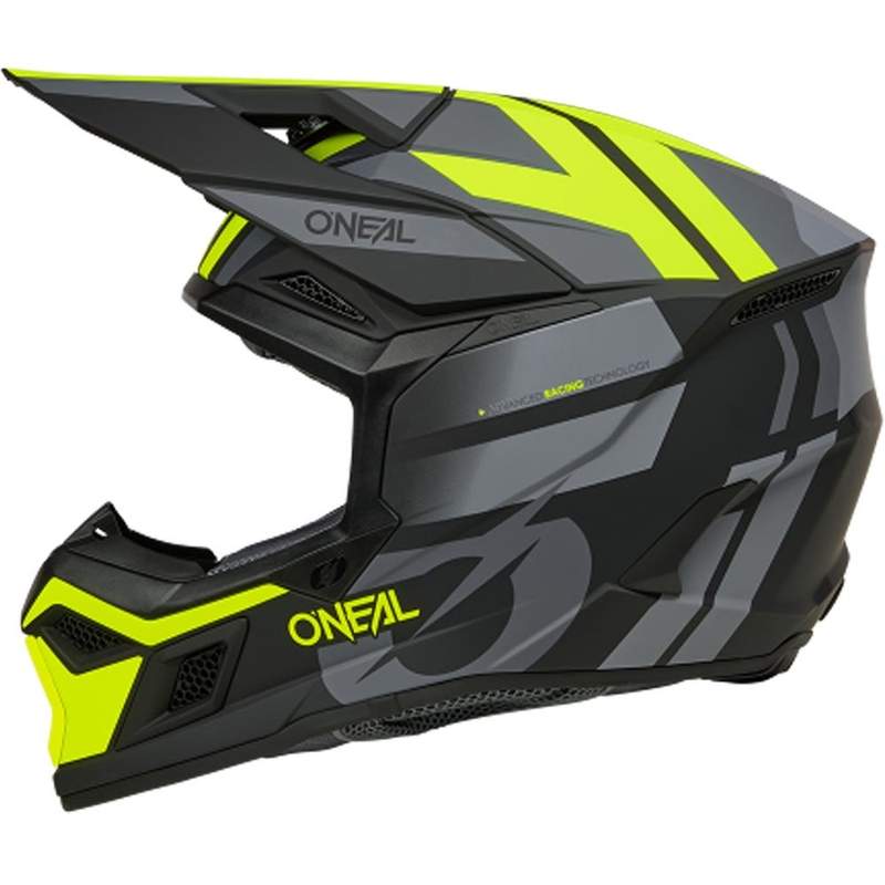 Motocross hjelm O´Neal 3SRS Ride mat sort-grå-fluo gul