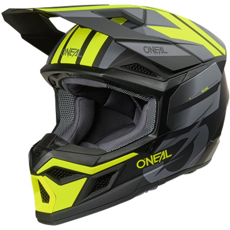 Motocross hjelm O´Neal 3SRS Ride mat sort-grå-fluo gul