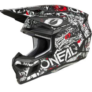 Motocross hjelm O'Neal 3SRS Attack mat sort-hvid