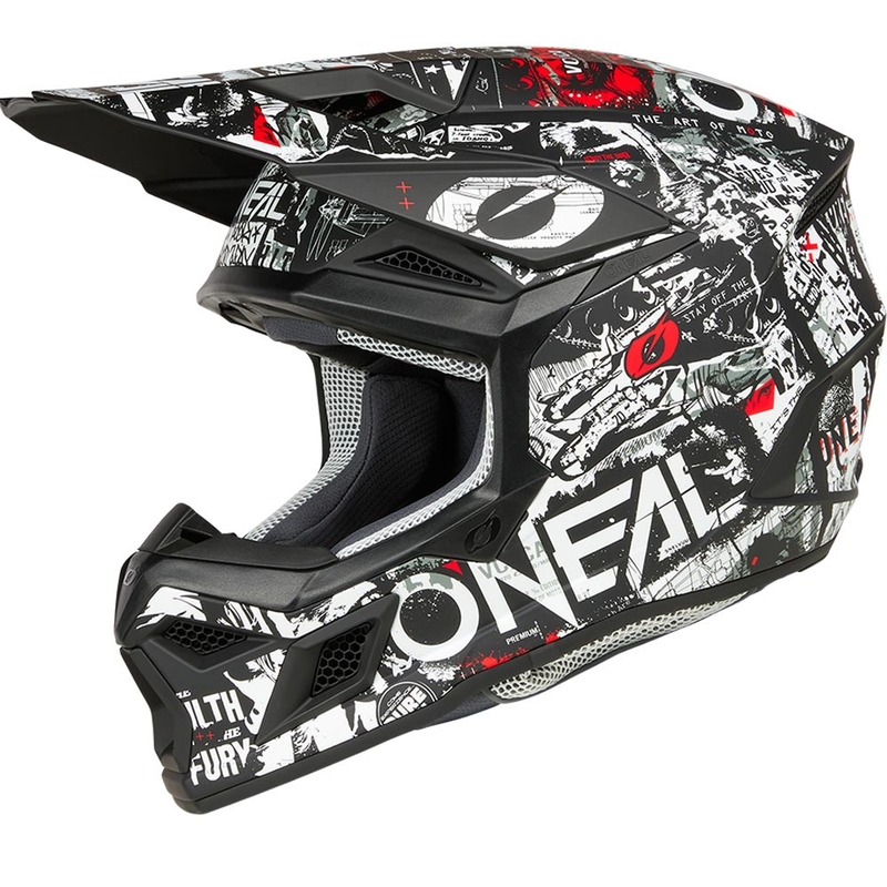 Motocross hjelm O'Neal 3SRS Attack mat sort-hvid