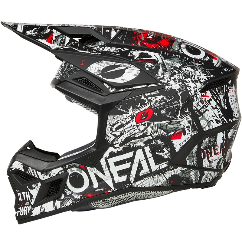 Motocross hjelm O'Neal 3SRS Attack mat sort-hvid