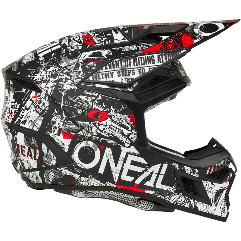 Motocross hjelm O'Neal 3SRS Attack mat sort-hvid